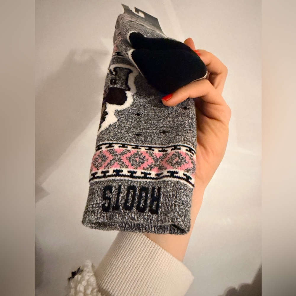 ROOTS Buddy Beaver Socks Salt and Pepper One Size Women’s BRAND NEW - Picture 7 of 8